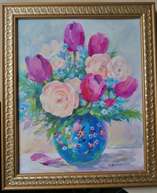 Spring Bouquet in the Blue Vase