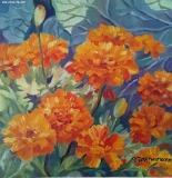 Olga Zakharova Art - Floral - Marigolds in the Garden