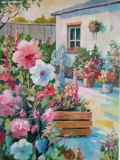 Olga Zakharova Art - Cityscape - Sunny Flowers Corner