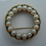 Olga Zakharova Jewellery - Brooches - Signet Keyes Vintage Circle Pearls and GrenRhinestones Brooch