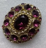 Olga Zakharova Jewellery - Brooches - Beautiful Vintage Oval Shape Brooch with Purple Rhinestones