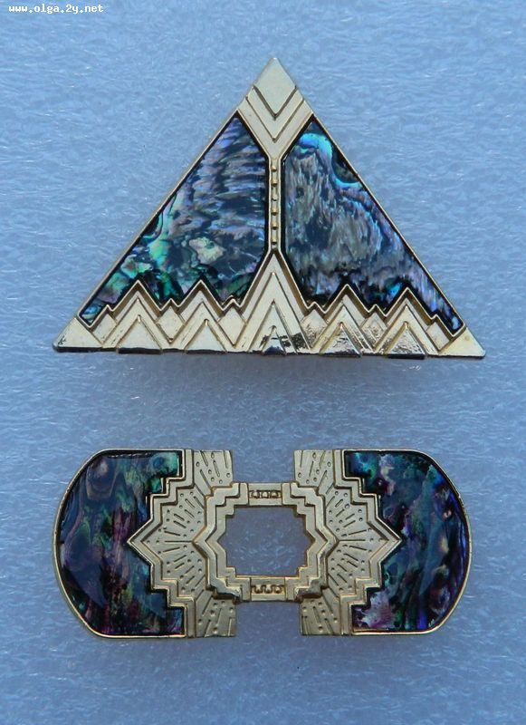 Signed Duri, Art Deco Stile 2 Brooches