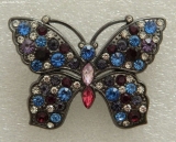 Olga Zakharova Jewellery - Brooches - Monet Buterfly, Multicolour Rhinestones, Silver Tone