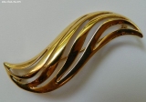 Olga Zakharova Jewellery - Brooches - Signet Monet, Gold Tone, Wavy Pattern, Modernist 1960s Brooch, VintageJeverly