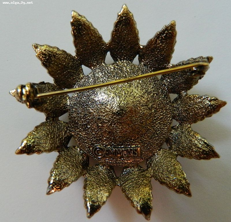 Vintage Emmons Brooch, Haney Topaz Rhinestone, Flower Design