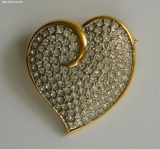 Olga Zakharova Jewellery - Brooches - Butler, Heart Brooch, Rhinestones , Gold Tone Frame