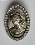 Olga Zakharova Jewellery - Brooches - CameoMetal Vintage Brooch, Rhinestone Frame