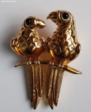 Olga Zakharova Jewellery - Brooches - D'Orlan, Two Birds with Two Amber Cobashones