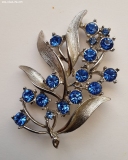 Olga Zakharova Jewellery - Brooches - Beautiful Floral Brooch, Silver Toned with BlueRhinestones