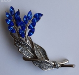 Olga Zakharova Jewellery - Brooches - Floral Brooch, Blue Rhinestones