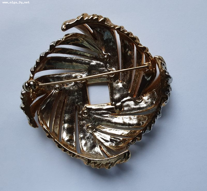 Similar Monet Silver and Gold Big sqered Brooch