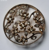 Olga Zakharova Jewellery - Brooches - Monet Round Shape Brooch Flowers and Leavs with Rhinestones