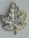 Olga Zakharova Jewellery - Brooches -  Trifari Vintage Brooch, White Enamel Maple Leaf